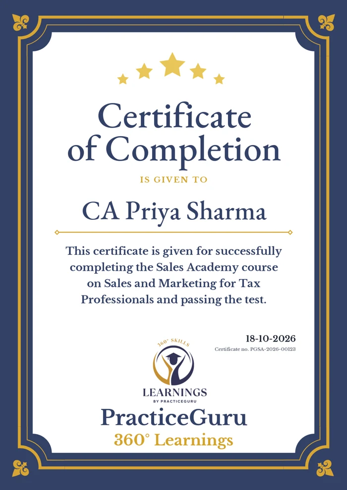 Sample certificate: Sales Academy