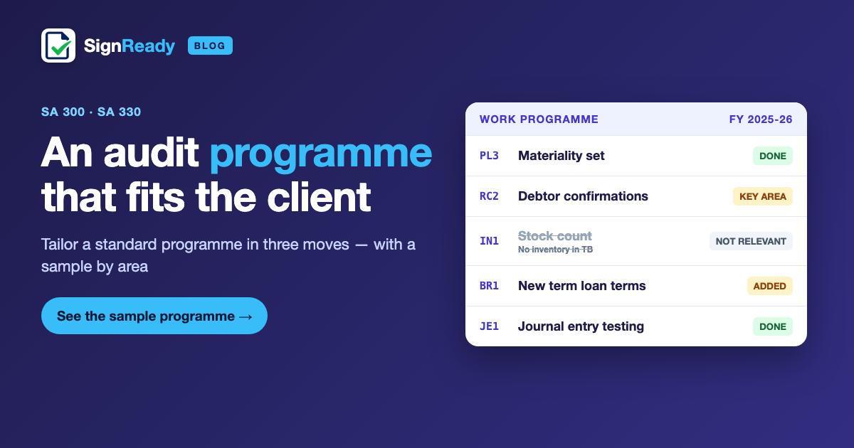 Audit programme (SA 300) — banner