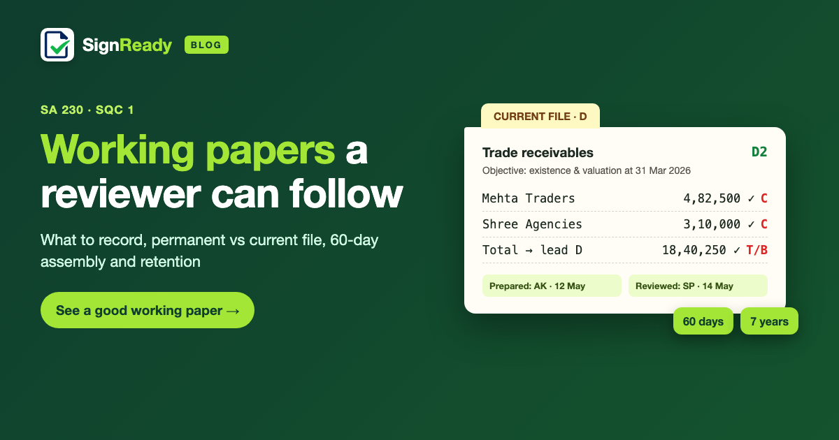 Working papers (SA 230) — banner