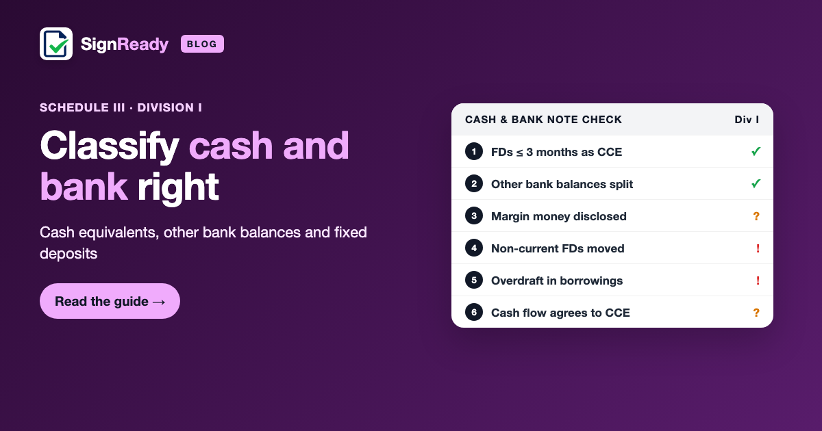Cash & other bank balances — banner