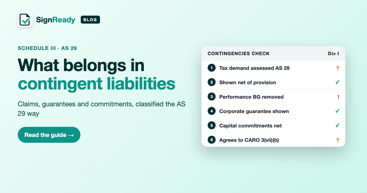 Contingent liabilities — SignReady guide
