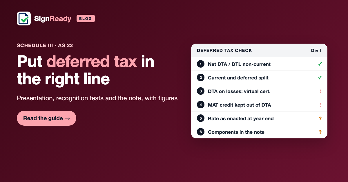 Deferred tax under AS 22 — SignReady guide