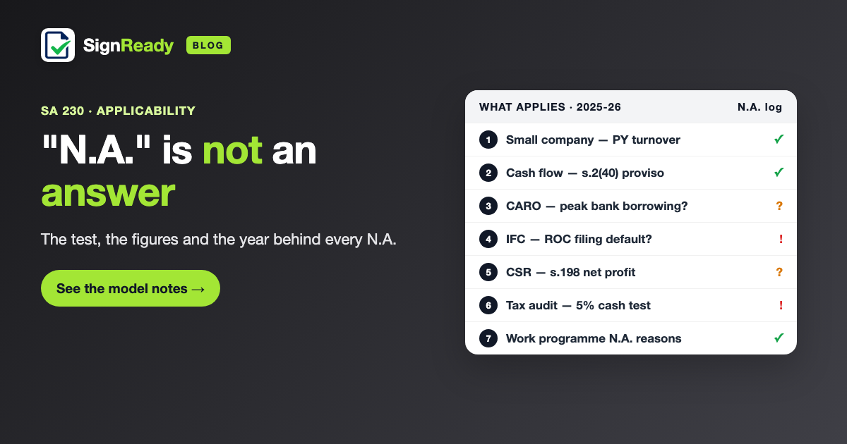 Documenting "not applicable" — SignReady guide