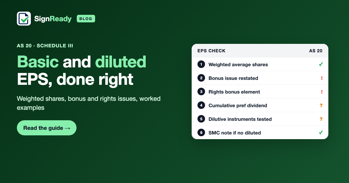 Earnings per share (AS 20) — SignReady guide