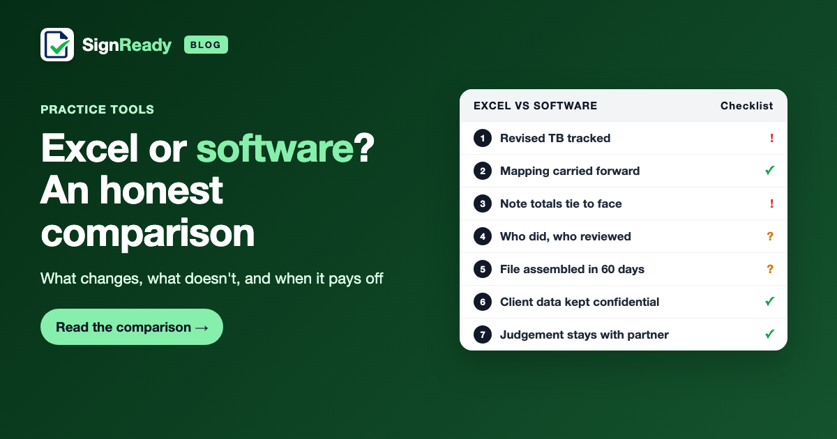 Excel vs finalisation software — SignReady guide