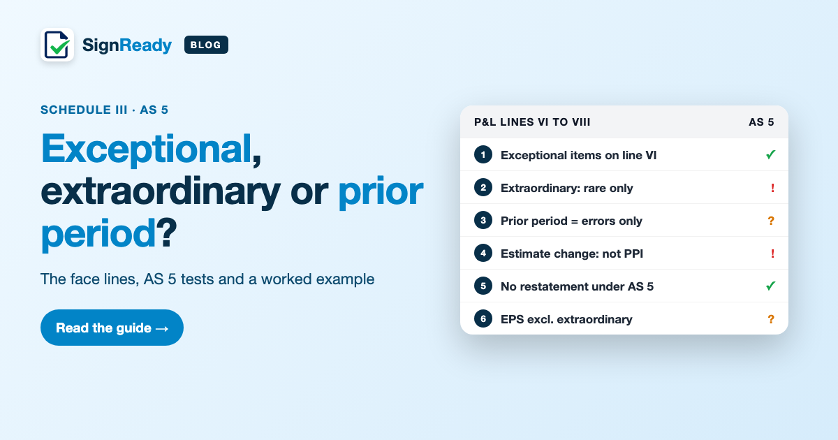 Exceptional & prior period items — banner