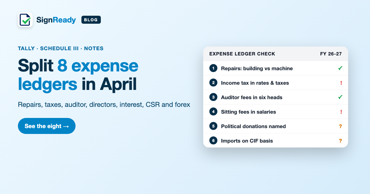Expense ledgers to split — banner