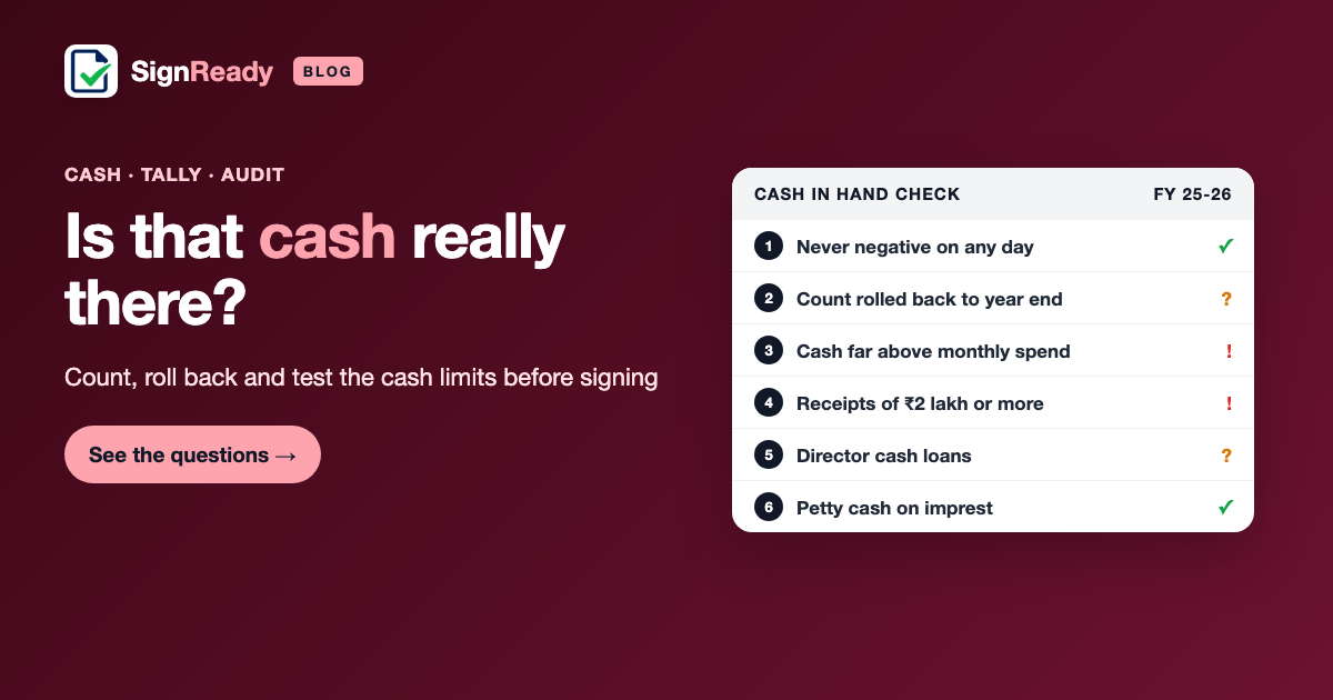 High cash in hand — SignReady guide