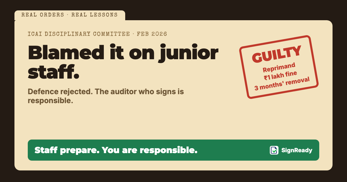 The "junior staff" defence: ICAI order — banner