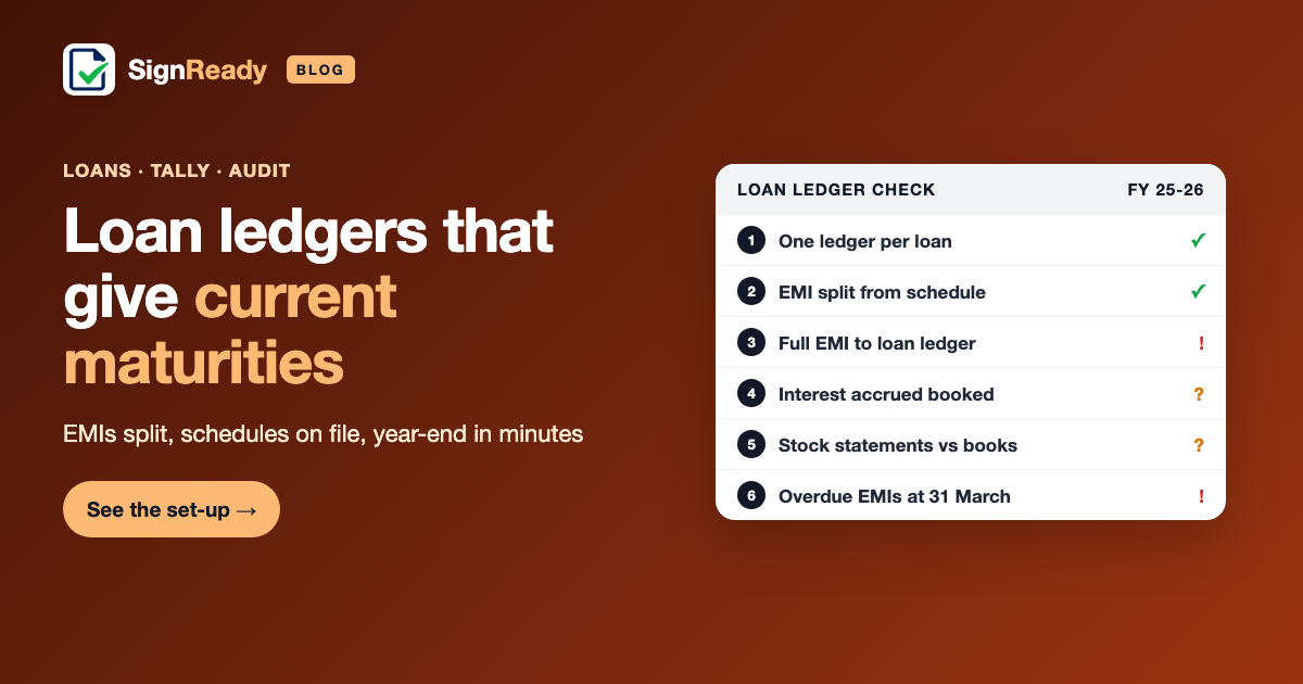 Loan ledgers in Tally — SignReady guide