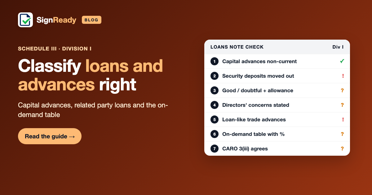 Loans and advances — SignReady guide
