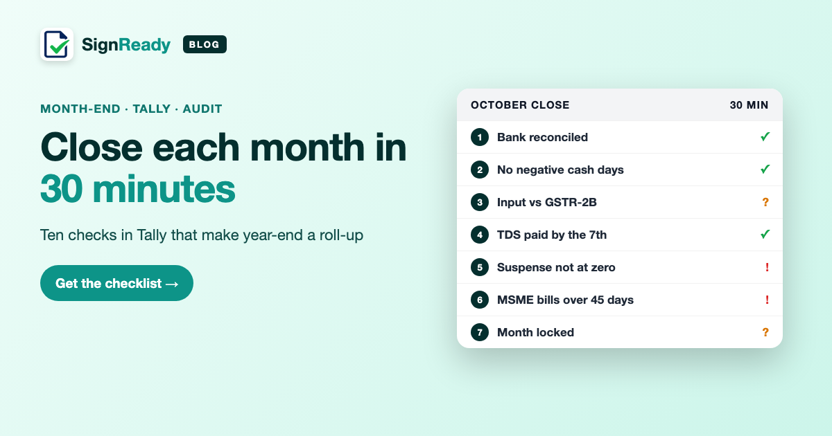 30-minute month-end close — SignReady guide