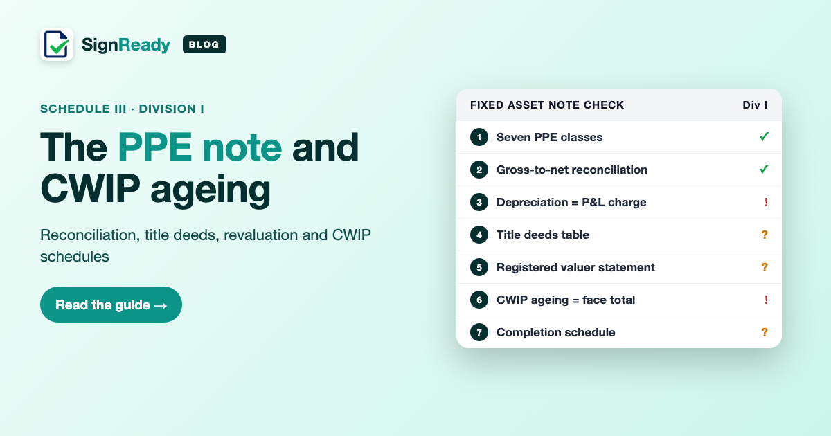 PPE note & CWIP ageing — SignReady guide