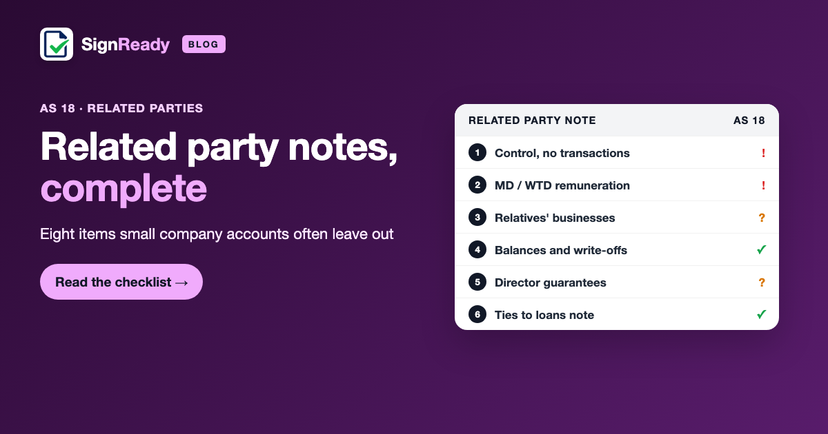 Related parties: AS 18 checklist — SignReady guide