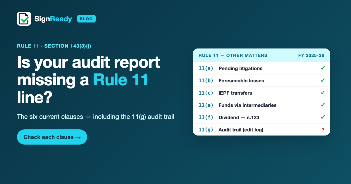 Rule 11 in the audit report — SignReady guide