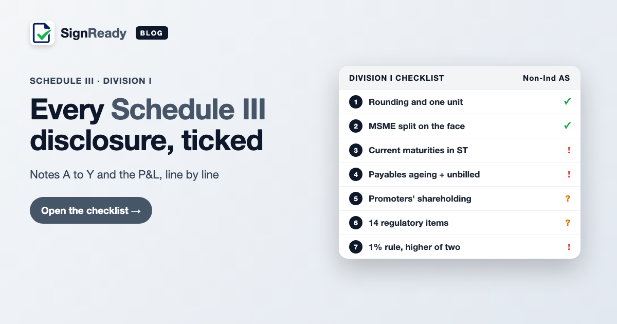 Schedule III checklist — banner