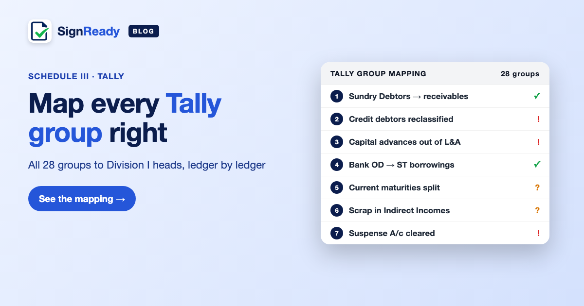 Tally groups to Schedule III — guide banner