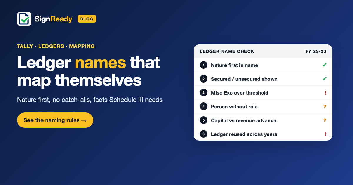 Tally ledger naming — banner